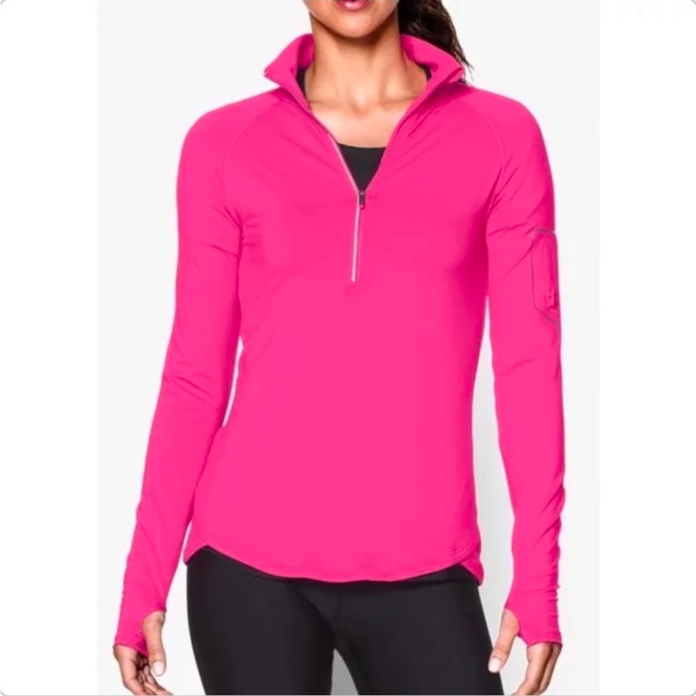 Under Armour Fitted Pink Quarter-Zip Athletic Running Top